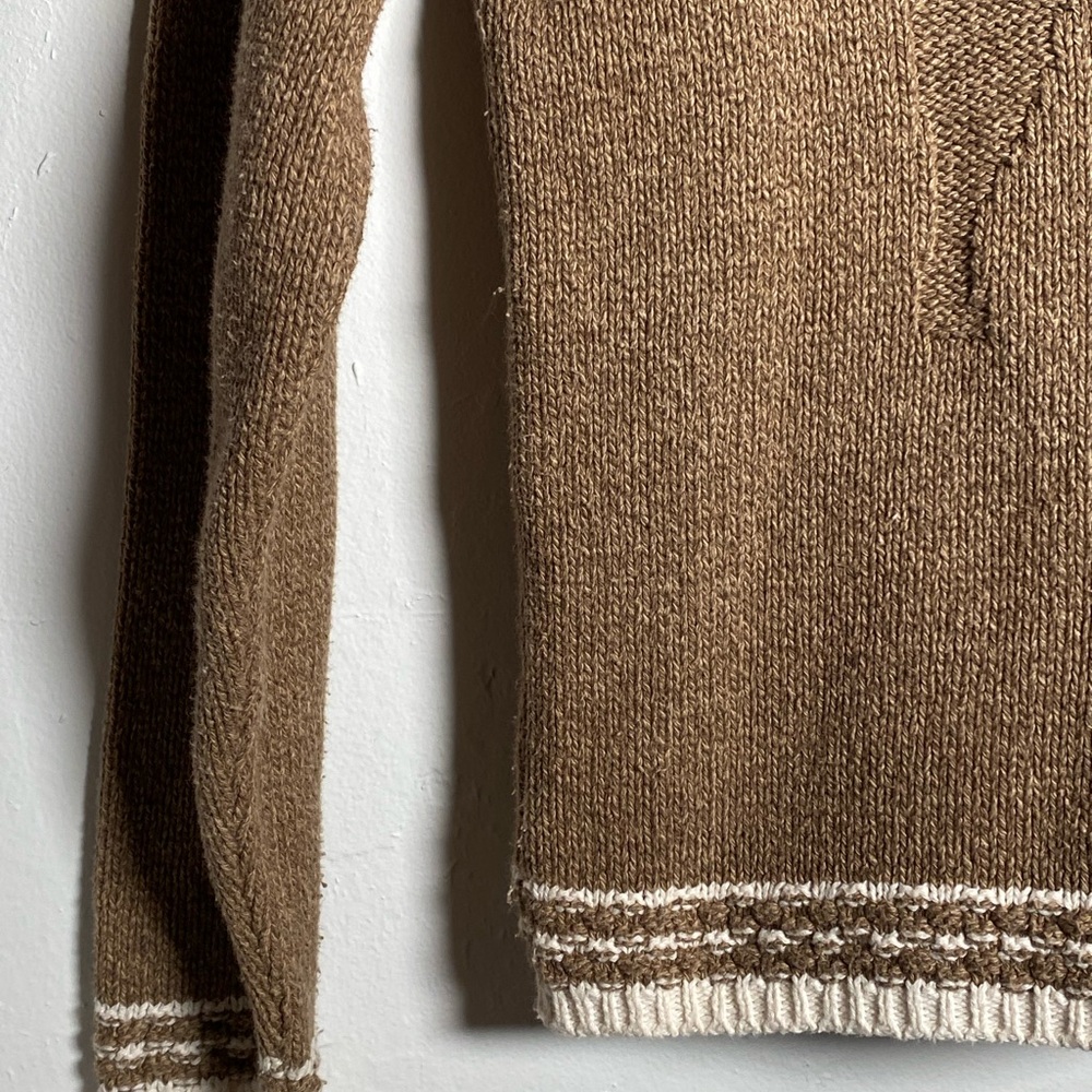 Vintage 80’s 90’s Cotton Country Parkhurst Brown Cream Crewneck Sweater Moose M - Picture 5 of 9